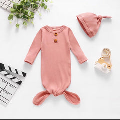 Baby boo knotted gown&hat set